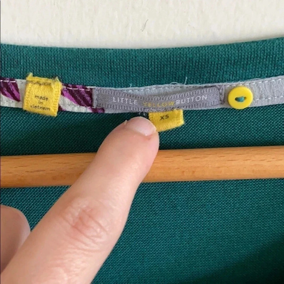 Anthro Little Yellow Button Teal Layered Swing Top - Picture 9 of 9